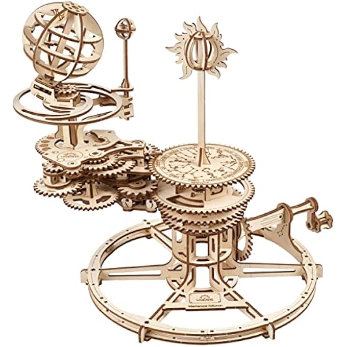 MECHANICAL TELLURION 3D PUZZLE PLANETARIUM SOLAR SYSTEM MODEL KIT FOR SELF-ASSEMBLY IDEA EARTH AND MOON JIGSAW 3D WOODEN PUZZLES FOR ADULTS ROTATING ASTRONOMY - Image 1